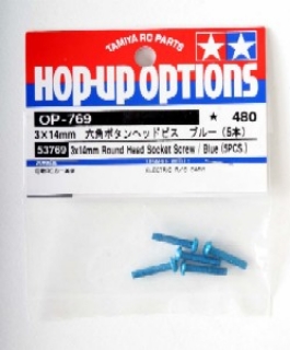 Picture of Tamiya 3x 14mm  Round Head Socket Screws (5pcs) / Blue 53769