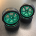 Picture of Tamiya Racing Slicks on Green Spoked Wheels 5222-4826 (4pc Set)